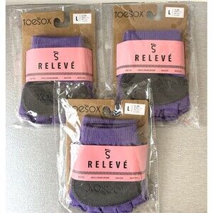 Toesox LOT 3 SETS Half Toe Releve Light Purple Organic Cotton Pilates Dance Sz L